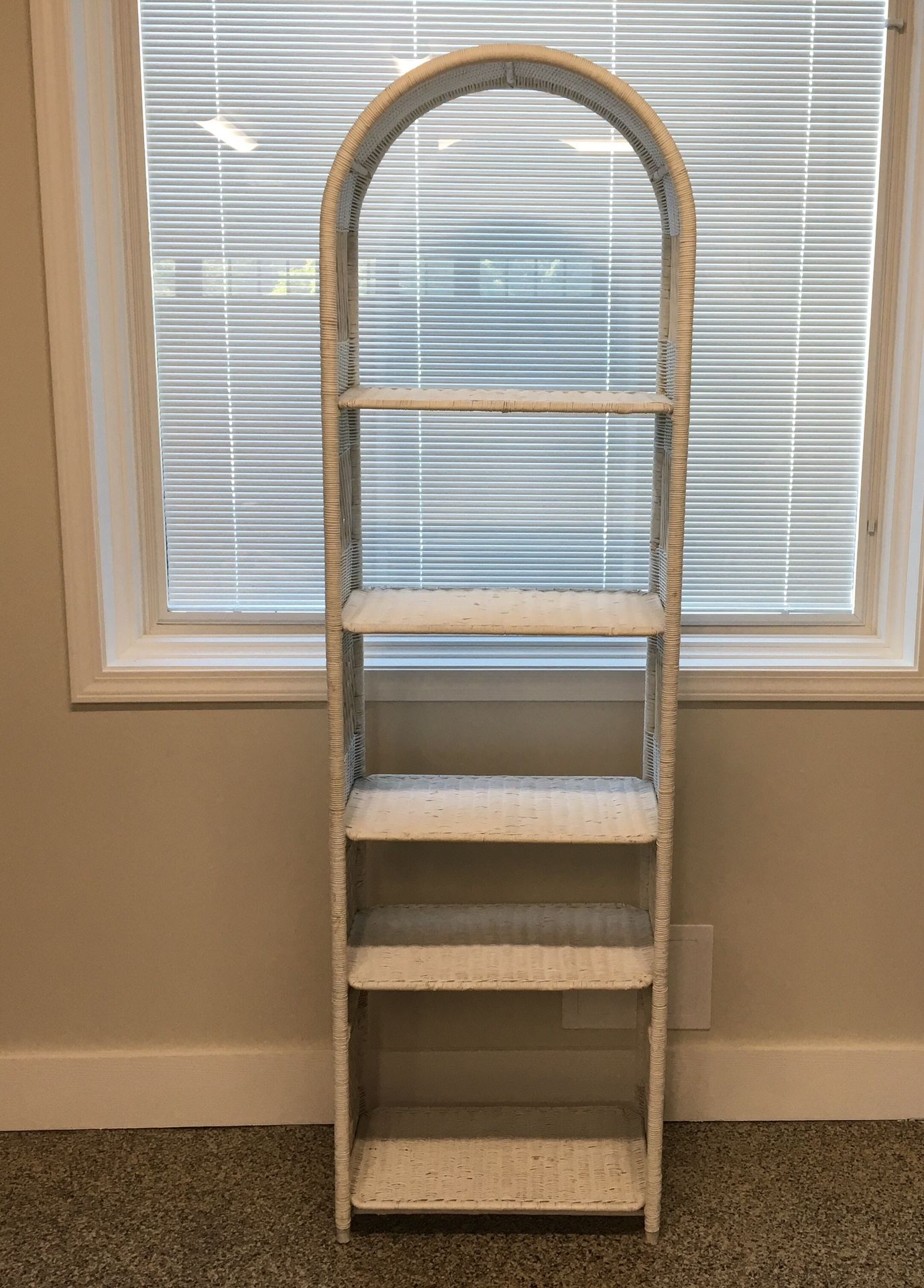 Boho White Rattan Wicker Shelving Unit
