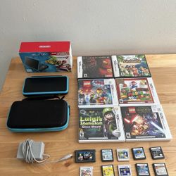 New Nintendo 2DS XL Mario Kart 7 Bundle in Black, Turquoise with extras