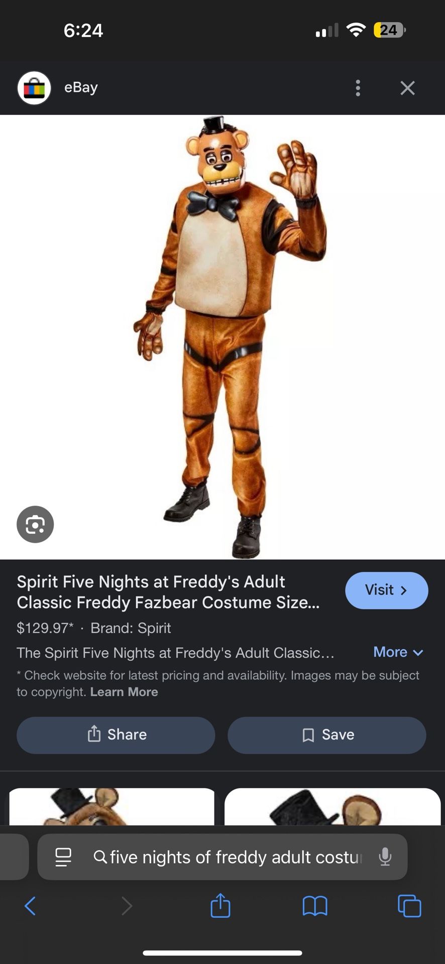 Five Nights Of Freddy Costume