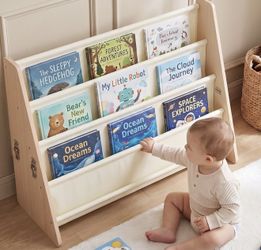 NEW Montessori Kids Bookshelf – 4-Tier Wooden Front Facing Bookcase