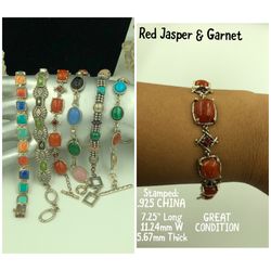 925 STER Silver Multicolor Gemstone Bracelet CHOICE