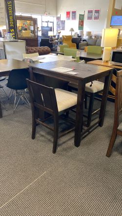 Timbre Cherry Counter Height Dining Table W 2 Timbre Dining Stools