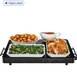 Chefman Electric Warming Tray w/ Adjustable Temperature Control, 21” x 16” Glass-Top Surface – Black