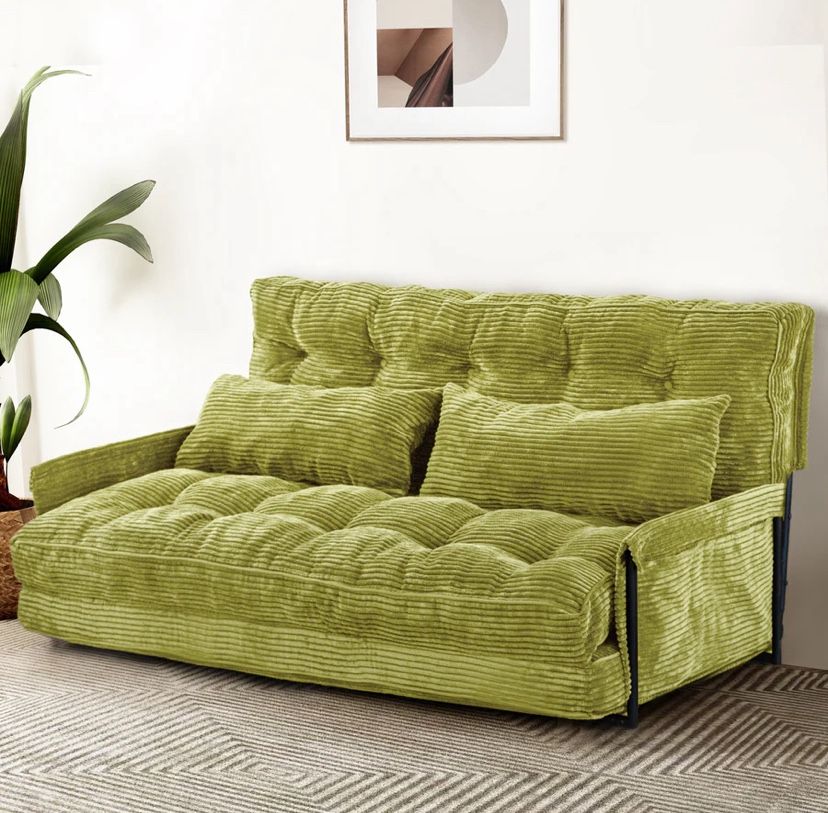 MAXYOYO Adjustable Floor Sofa Bed with 2 Pillows, Green
