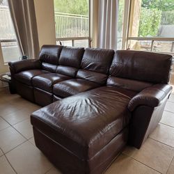 LA Z BOY Leather Reclining Sectional Sofa