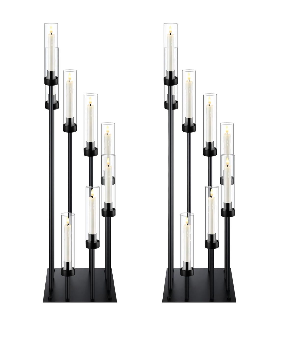 2 Pack Black Floor Candelabra Centerpieces Acrylic Shade