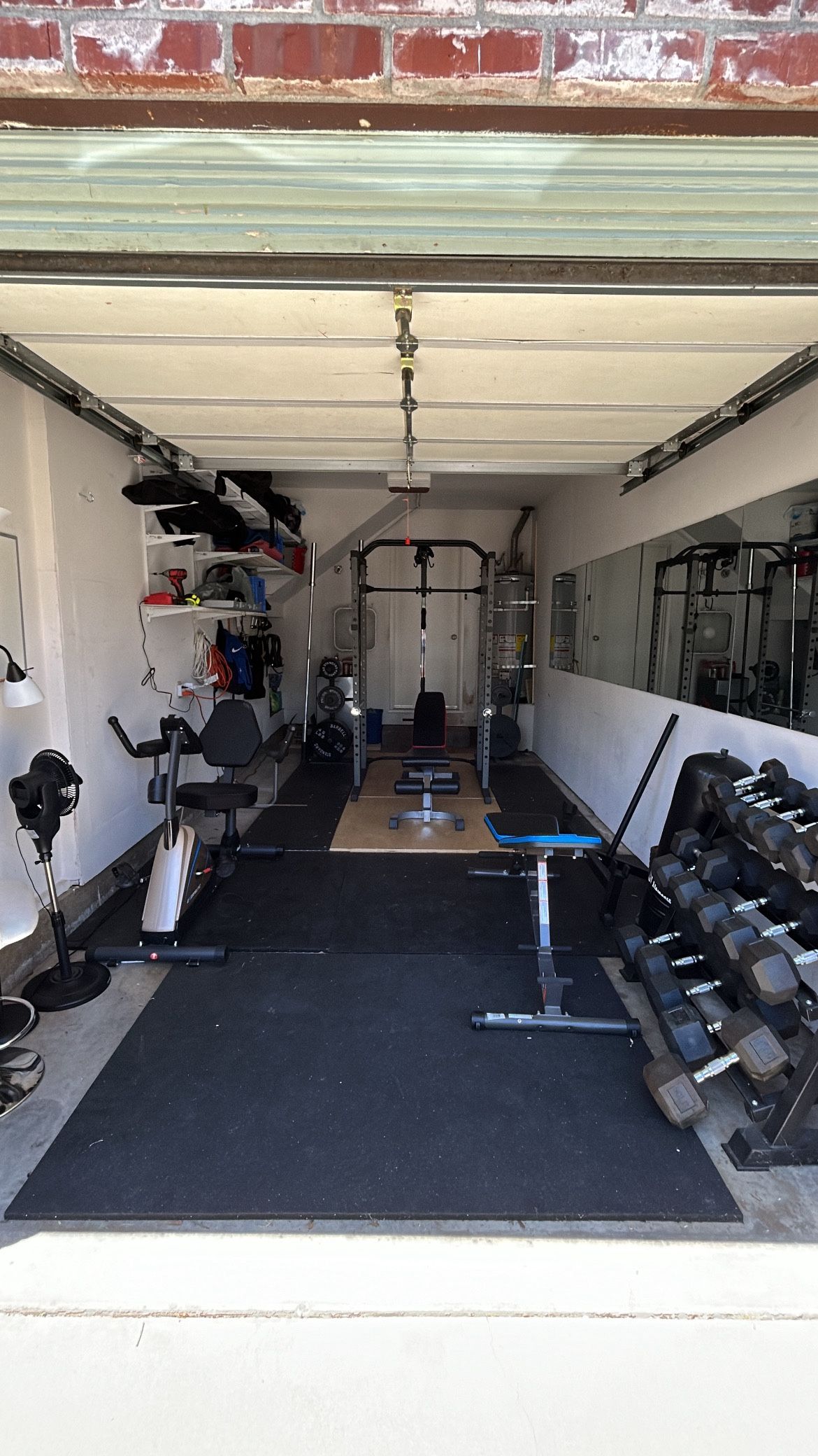 Fully Equipped Home Gym Setup – Power Rack, Dumbbells, Bench, Bike, Flooring & More! 🏋️‍♀️