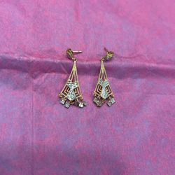 Vintage 1920S Gold And White Gold Earrings, Delicate Very Old