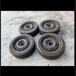 4 - 195/60r15 4x3.94 4x100 Honda Civic Fit Miata Xa Xb Ia Echo Yaris Corolla Wheels Rims Good Treads 80% Tires!