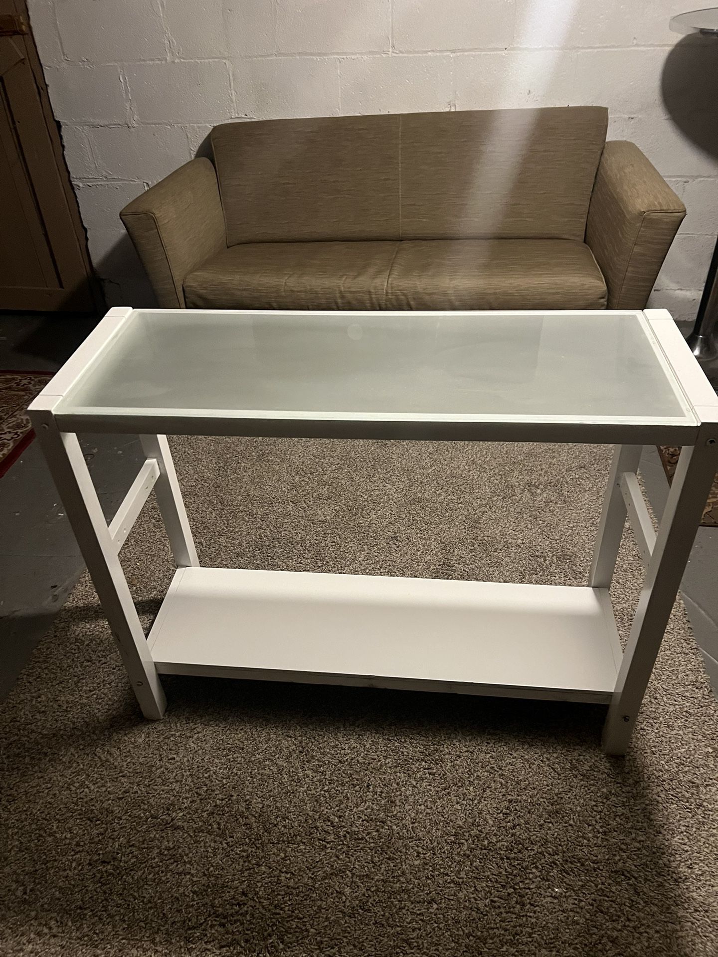 White Furniture Stand Glass Top