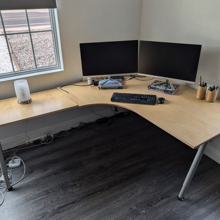 L Shaped Office Desk - Light Wood - IKEA for Sale in Phoenix, AZ