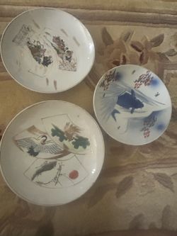 3 MIJ Made in Japan  plates