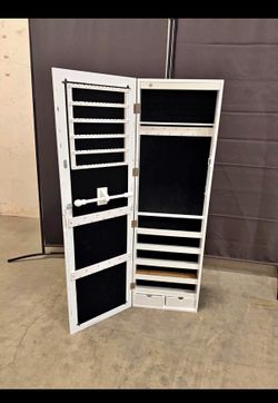 New Wall or Door Mounted Mirror Jewelry Armoire (small details see last pic)