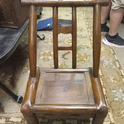 Antique Wooden Baby Chair With Foot Rest 