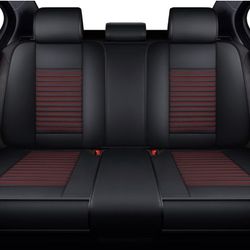 New Black/Red Rear Leather Breathable & Waterproof Faux Leather Auto Seat Covers