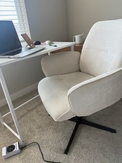 Linen Beige  Soft Wide Comfty Swivel Desk Chair