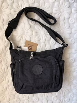 Lightweight Water-Resistant Multi Pocket Crossbody Bag Black Nylon Mini Shoulder Bag Y2K Style New