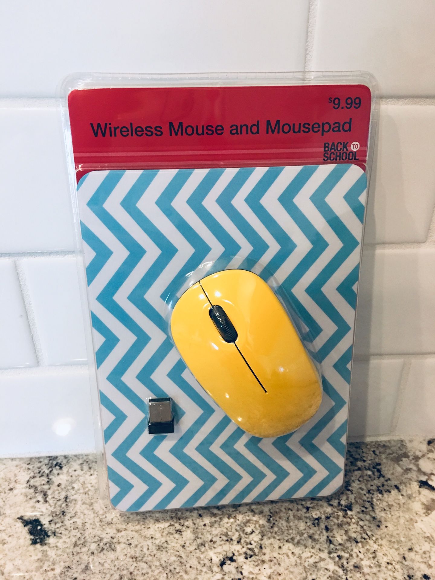 Yellow Wireless Mouse & Mousepad