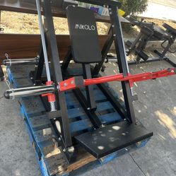 Mikolo Linear Row Machine, Rowing Machine for Home with Plate-Loaded Smith Row, Linear Bearing Back Workout Equipment for Home Gym,Red(No Weight)