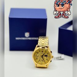Watch Gold – Gold Dial – Chronograph – New in Box 