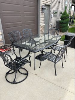 Wrought iron patio set for 6