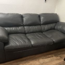 Dark Grey Leather Couch