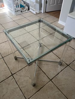 Modern Acrylic and Glass Side Table