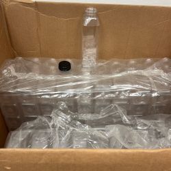 12 Oz  Square Clear Bottles W/ Caps
