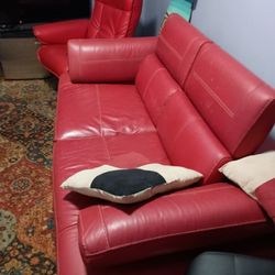 Red Leather Couch & Chair