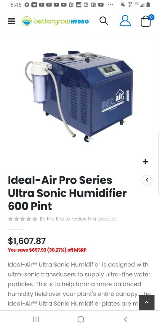 Ideal Air Pro Series Ultrasonic 600 Pint Humidifier