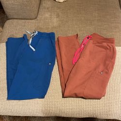 Figs Yola Pants in Royal Blue And Mauve