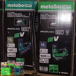 Metabo Hpt Brushless Cordless Finish Nailers INCLUDES Both 15ga and 16ga Kits  for $320 FIRM PICKUP ONLY 