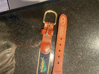 Top Grain Leather Belt with Fish Embroidery