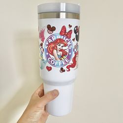 Disney Starbucks Ariel The Princess Mermaid 40 oz stainless steel tumbler/Water bottle/Mug with hand carry handle.Brightly colored. Comes with lid and