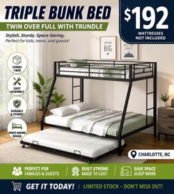 New in box metal twin over full with twin trundle