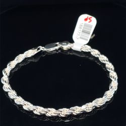 925 Sterling Silver 8” Rope Bracelet 14.70g 4.5mm 188177/7