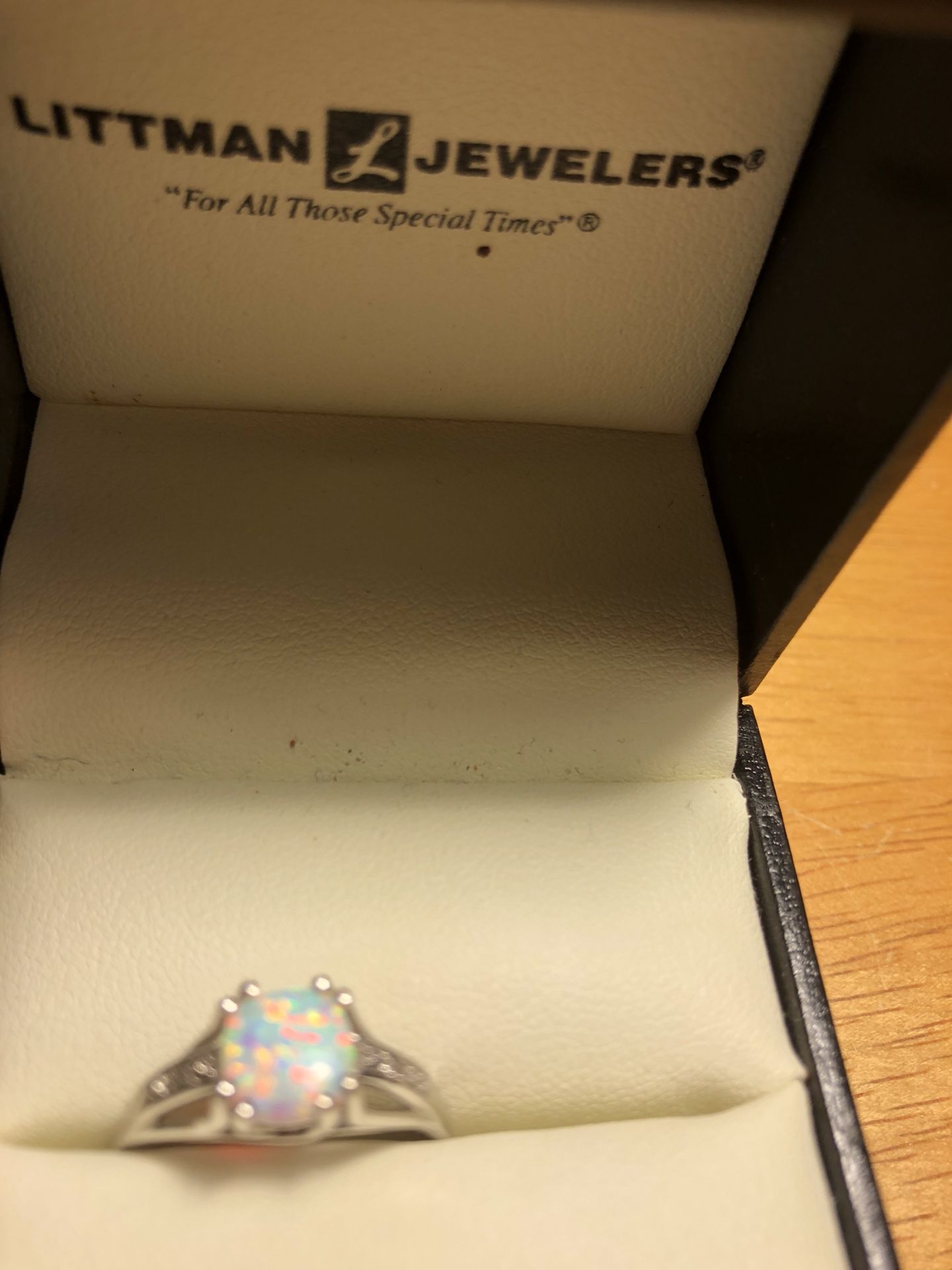 From Littman’s Jewelers, opal ring
