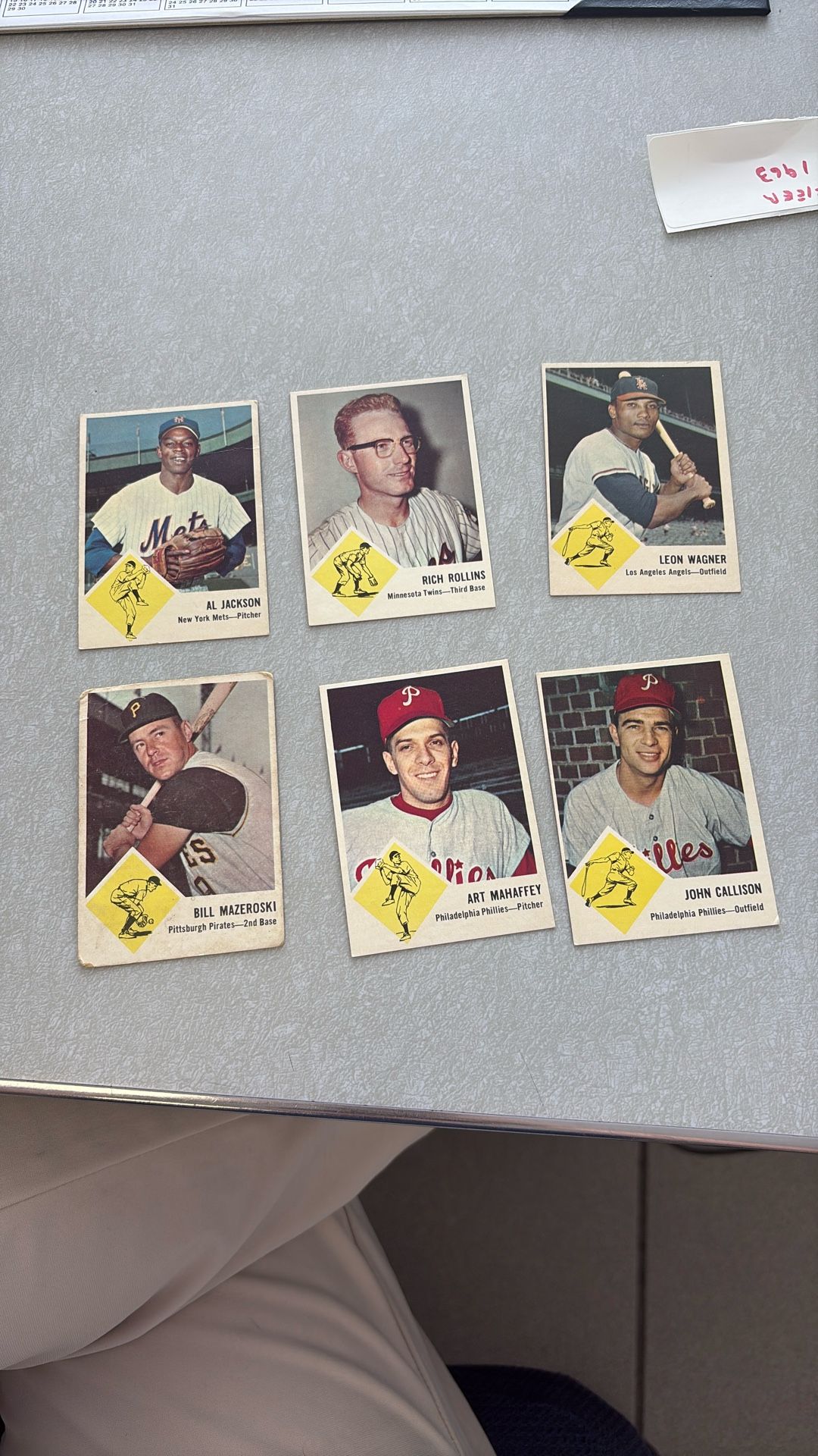 (6) 1963 Fleer Baseball Cards