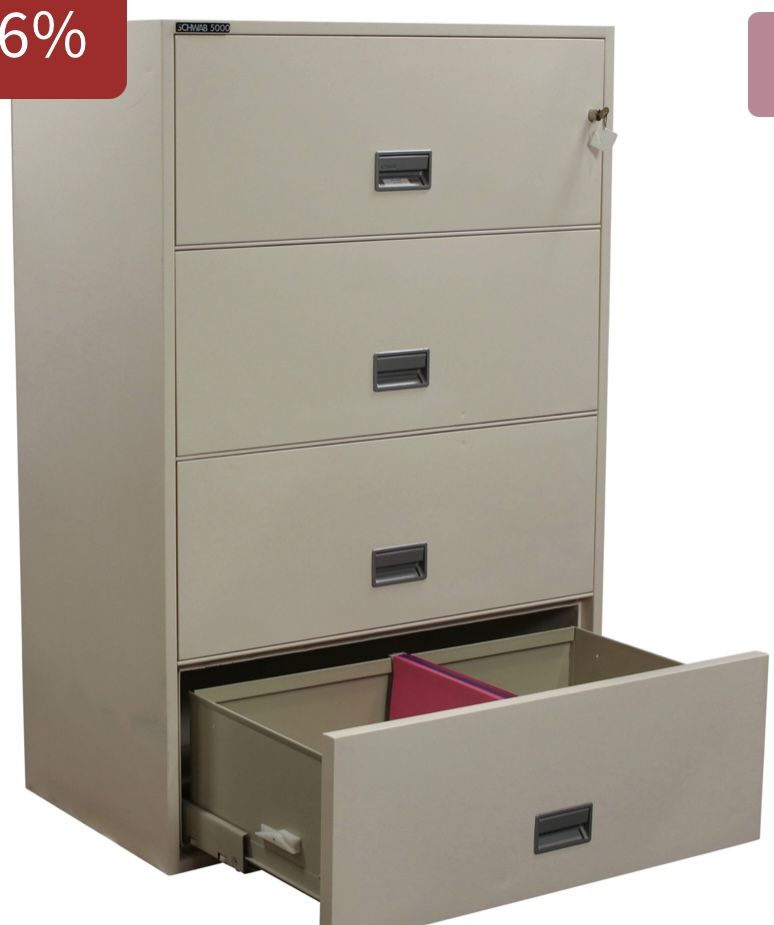 Used 42” Wide 4 Drawer File Cabinet
