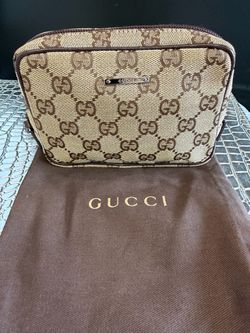 Gucci, beige monogram canvas pouch