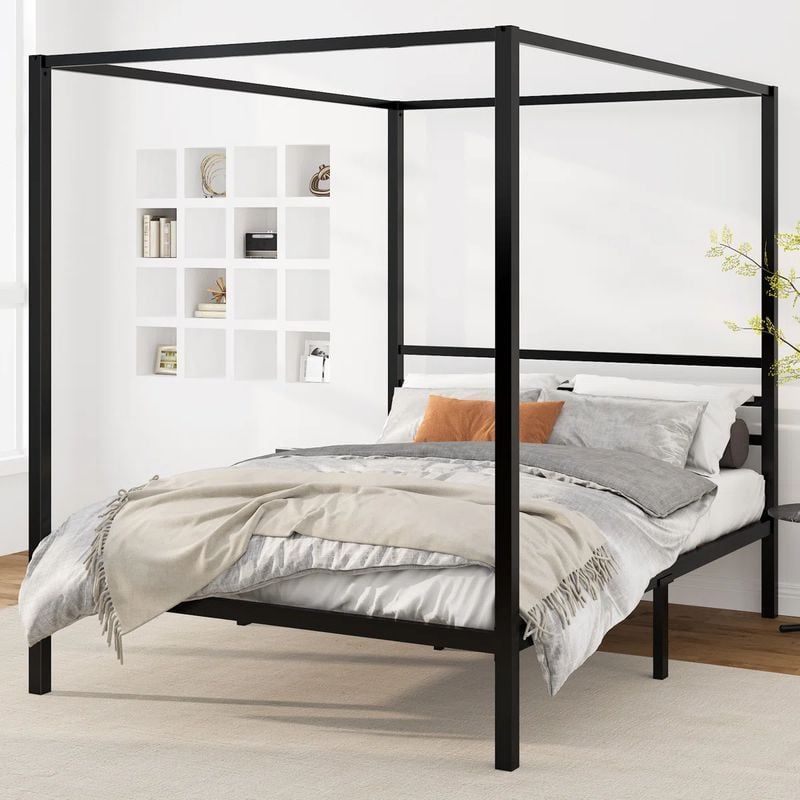 Full size metal canopy bed frame
