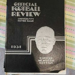 Official Football Review University of Notre Dame 1931 Rockne Memorial Edition