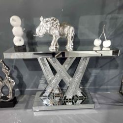 CONSOLE TABLE MIRROR WITH CYRSTAL
