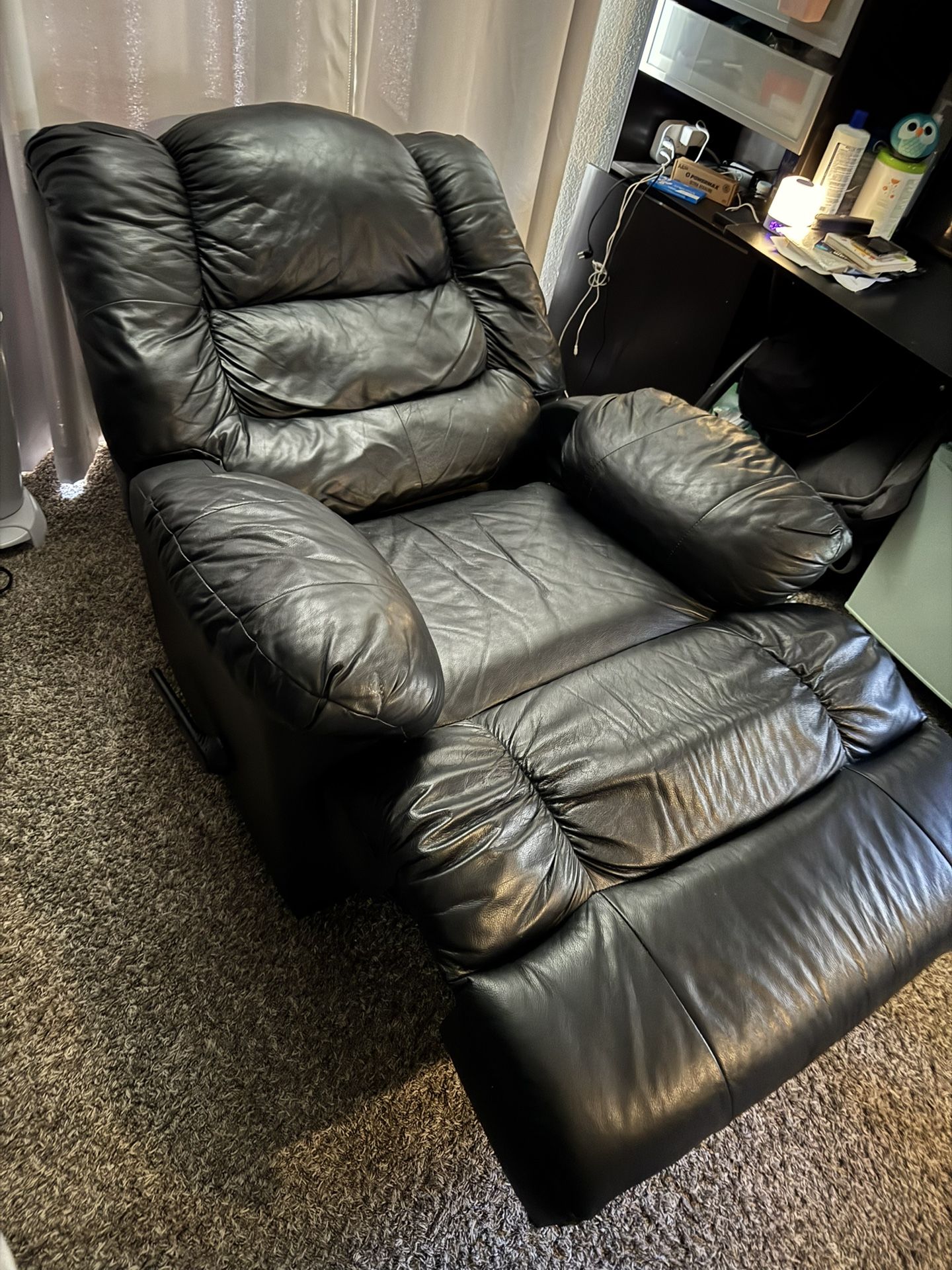 Massive Leather Recliner Rocking Chair! Measurement In Photos