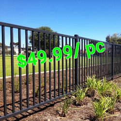 Steel fence: spear top flat top steel fence front gate front yard 