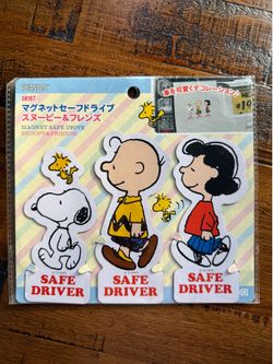 Peanuts Snoopy & Charlie Brown & Lucy Safe Driver Car Magnets