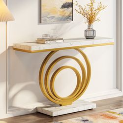 Console Table, 41" Entryway Sofa Table with Ring Base