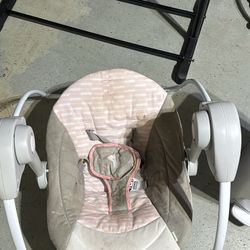 Rocking Pink &Gray Baby Swing W Music 
