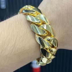 18MM Miami Cuban Link Bracelet 8” 14K GOLD OVER SILVER