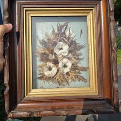 Antique Framed Victorian Memorial Wreath / Floral Arrangement
